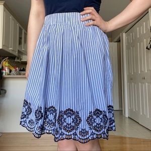 Embroidered Skirt, Striped & Floral